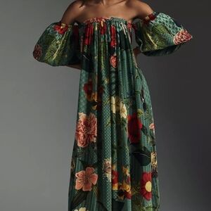 New Anthropologie Floral Off-Shoulder Maxi Dress XL Petite
